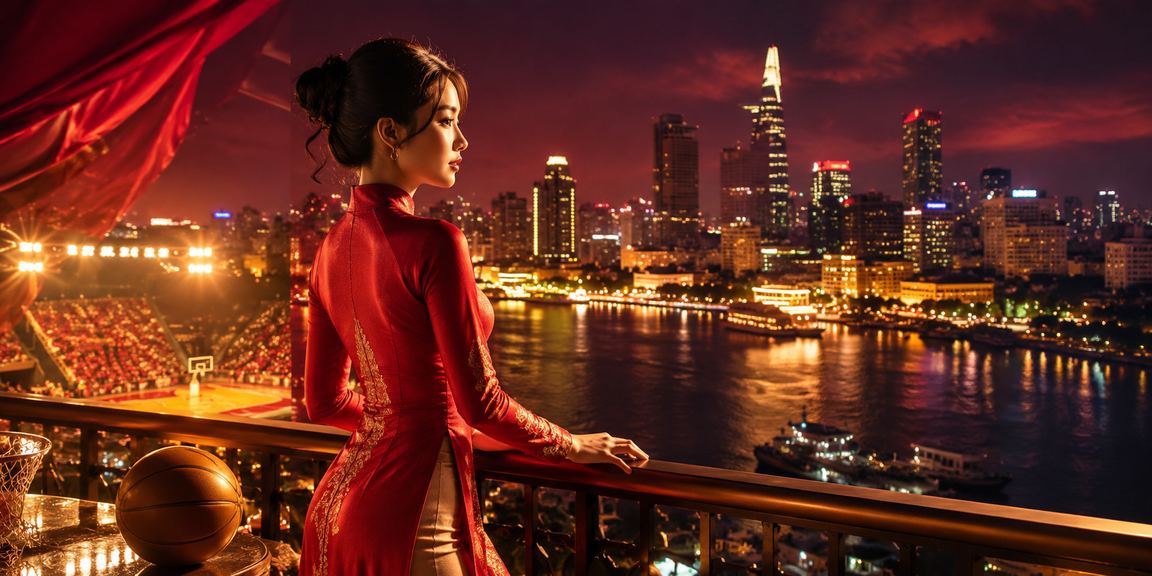 Người hâm mộ thể thao tại Sài Gòn theo dõi trận đấu bóng rổ kết hợp trang phục áo dài truyền thống